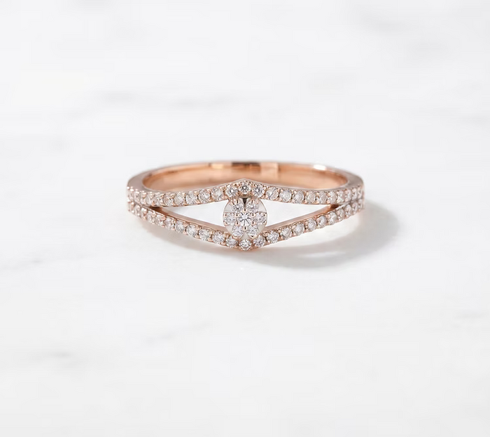 Split-Band Diamond Ring