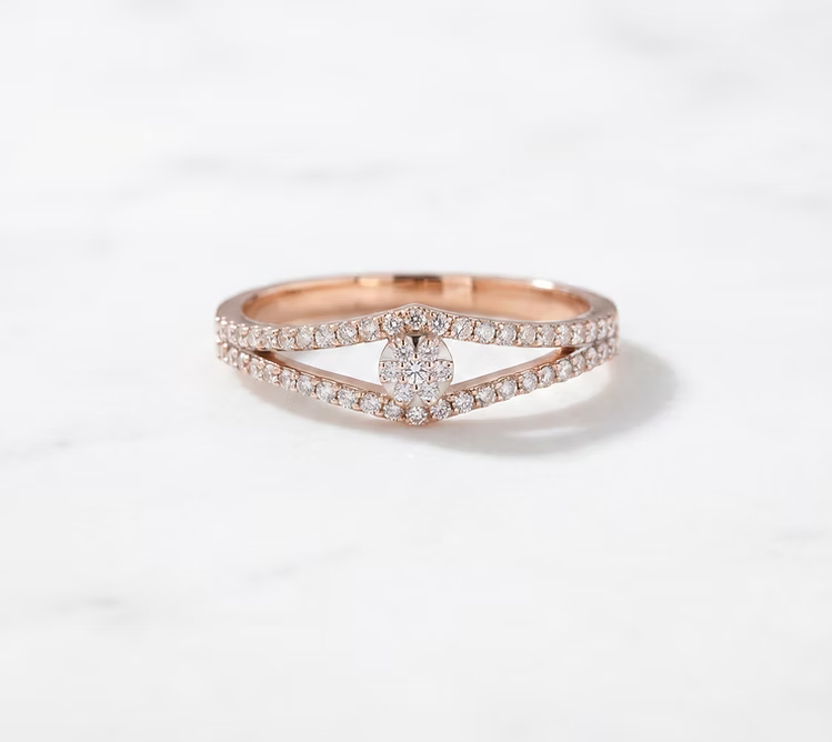 Split-Band Diamond Ring